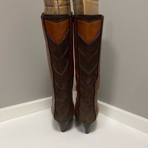 GOOD CONDITION CALDERONE MADE IN ITALY HIGH LEATHER BOOTS - 36.5